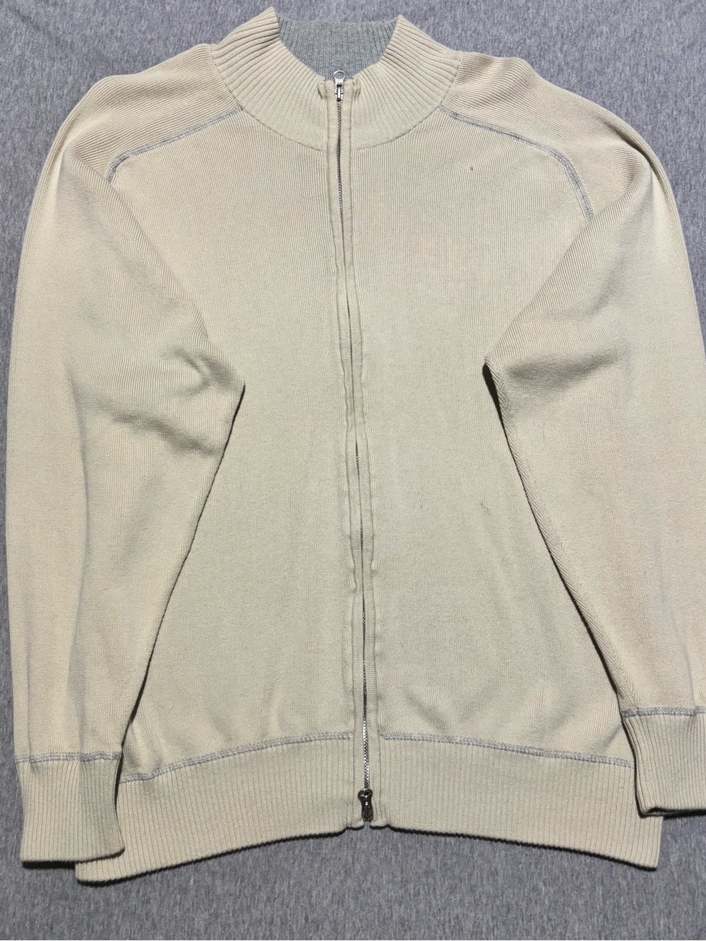 Levi's Cream Full-Zip Ribbed Collar Sweater